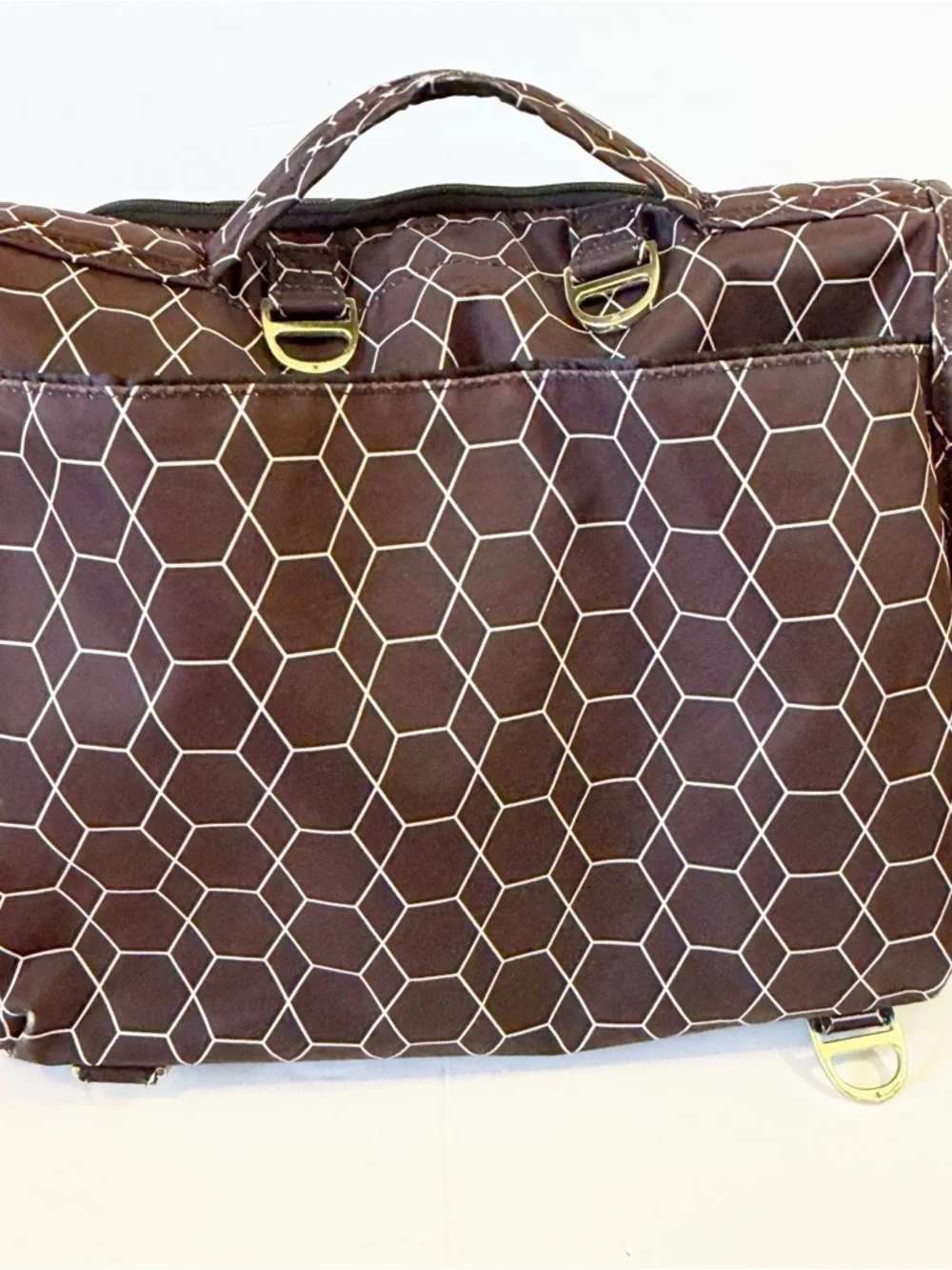 JuJuBe BFF Baby Diaper Bag Brown Geometric Design Tote Changing Mat Travel